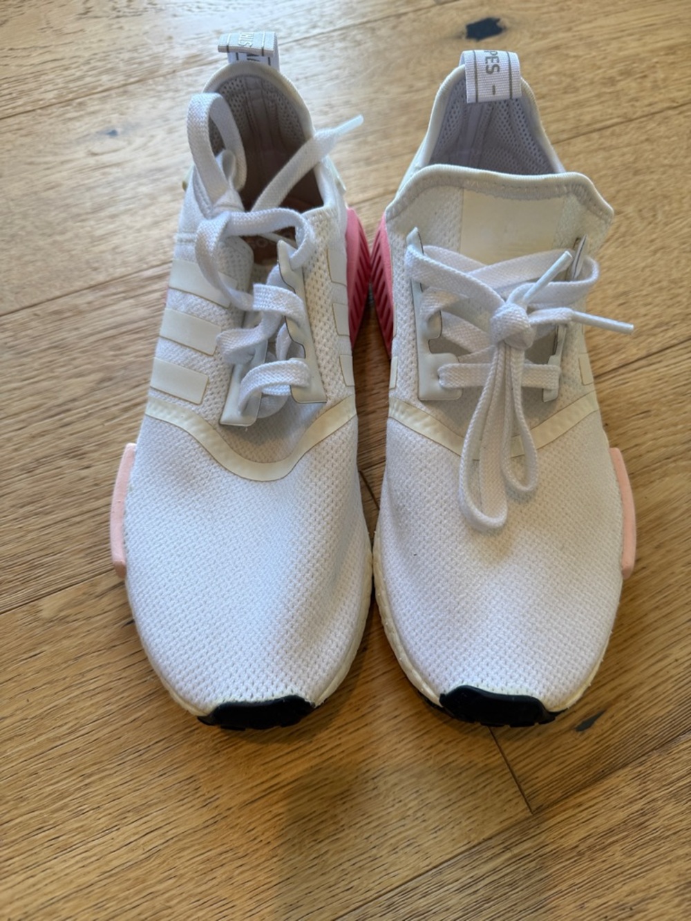 adidas White Sneakers with Pink Midsole Accents